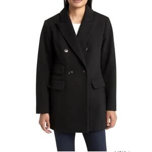NWT BGBGMaxAzria Double Breasted Pea Coat Black Size Large